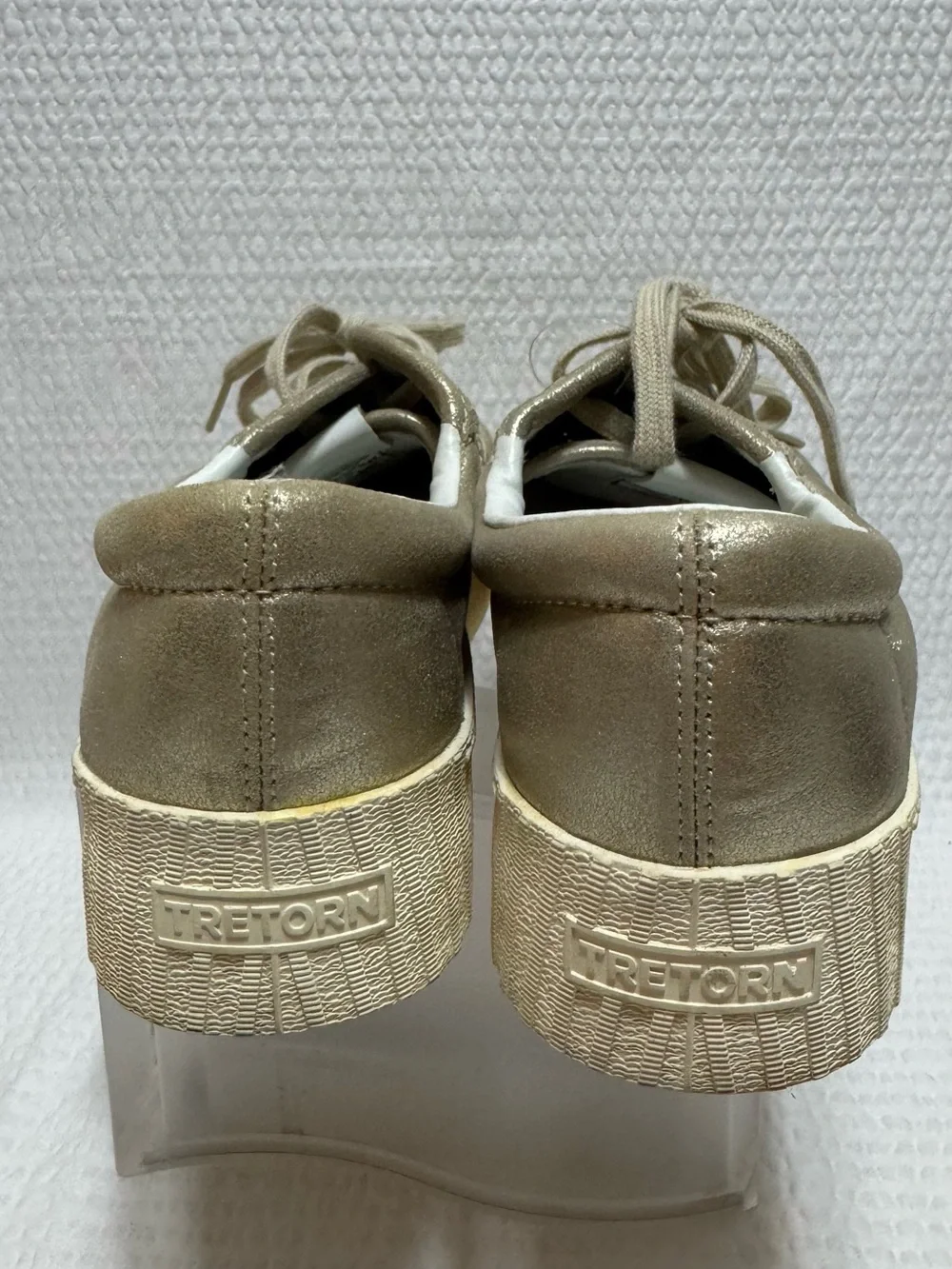 Tretorn Metallic Gold Platform Lace-Up Sneakers - Women's 8
